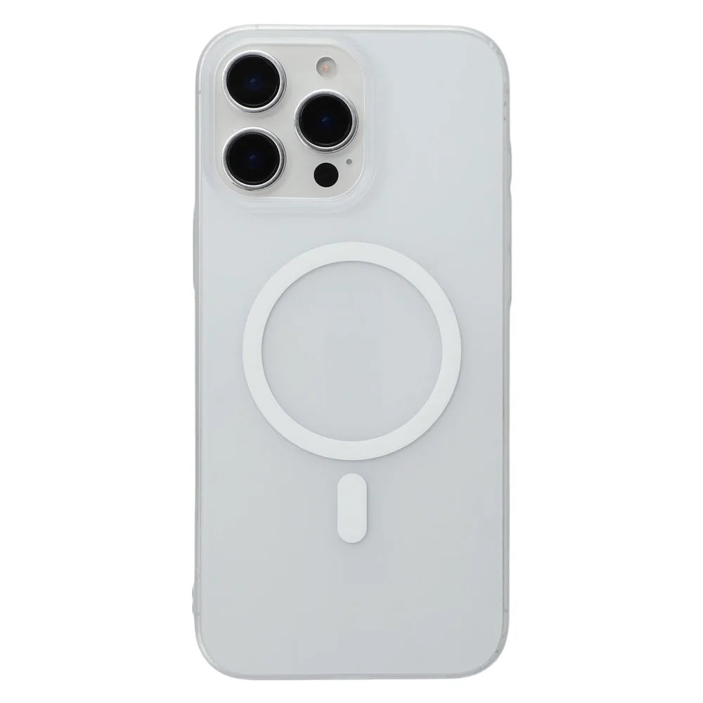 JAUCASE For iPhone 15 Pro Magnetic Case Matte Clear Hard PC Phone Back Cover - White - 1