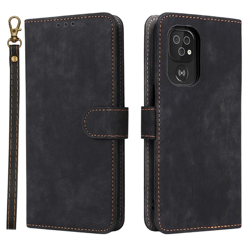 For Doro 8100 / 8200 Case Wallet RFID Blocking PU Leather Phone Cover Stand with Strap - Black - 1