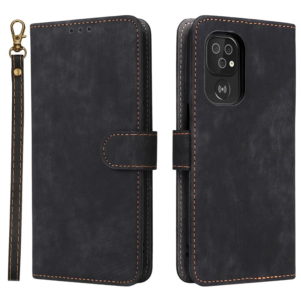 For Doro 8100 / 8200 Case Wallet RFID Blocking PU Leather Phone Cover Stand with Strap - Black - 1