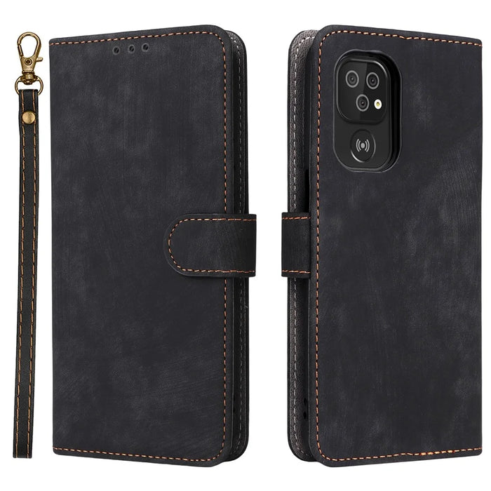 For Doro 8100 / 8200 Case Wallet RFID Blocking PU Leather Phone Cover Stand with Strap - Black - 1