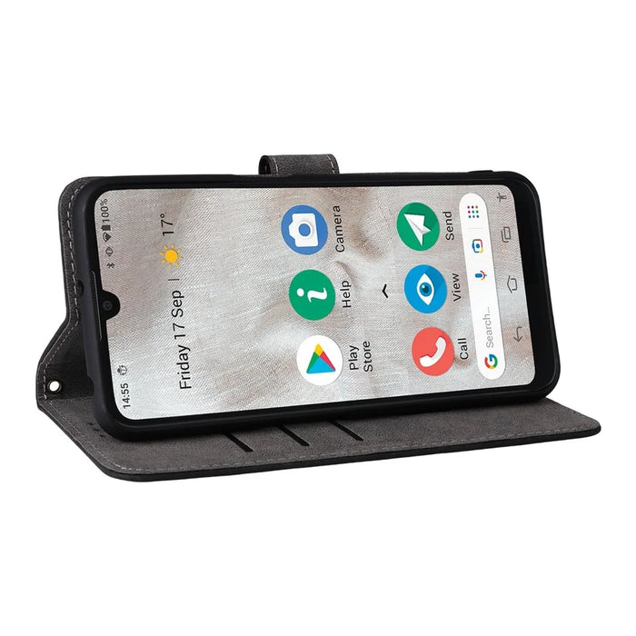 For Doro 8100 / 8200 Case Wallet RFID Blocking PU Leather Phone Cover Stand with Strap - Black - 4