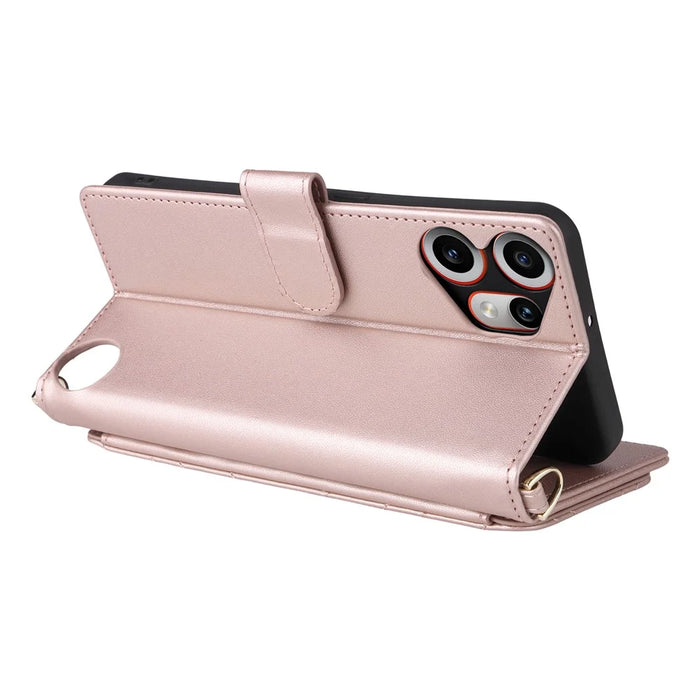 For Nothing CMF Phone 2 Pro Case with Shoulder / Wrist Strap Leather Phone Cover Stand Wallet - Pink - 6