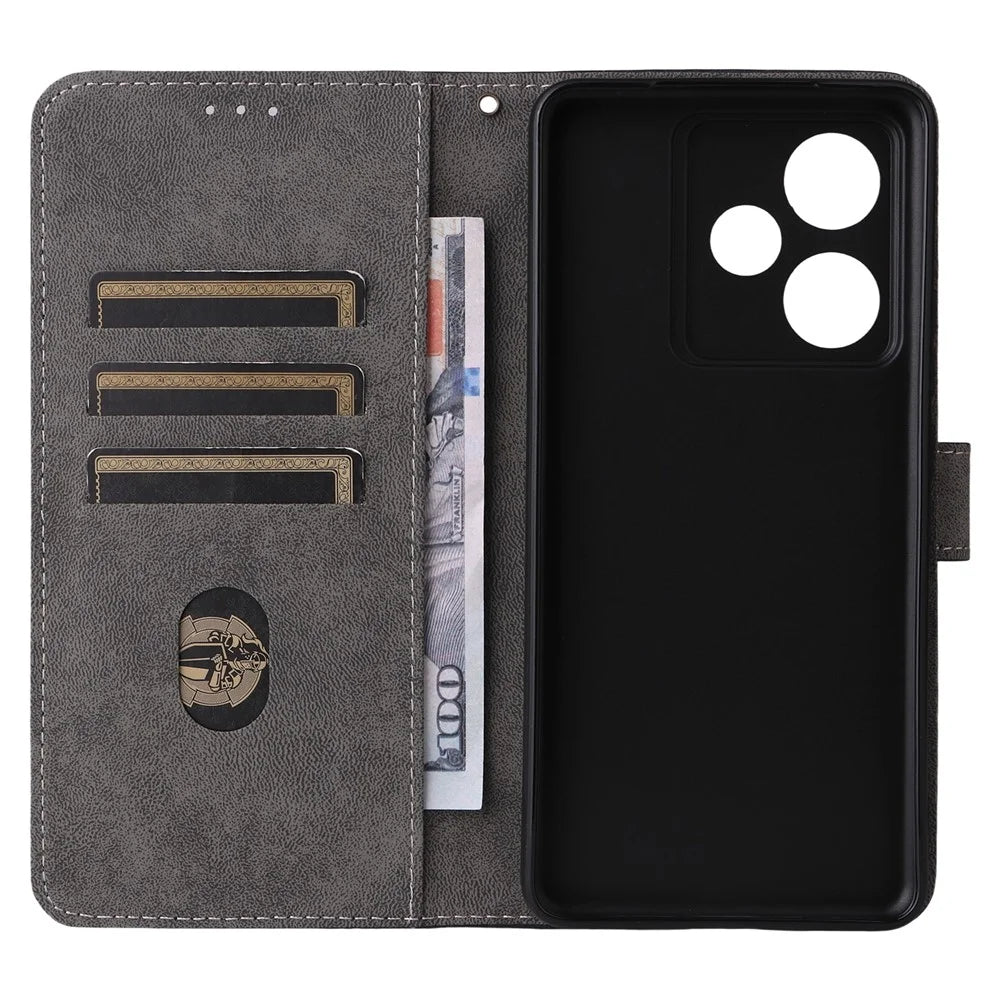 For Realme GT 7 5G Case Wallet RFID Blocking PU Leather Phone Cover Stand with Strap - Black - 3