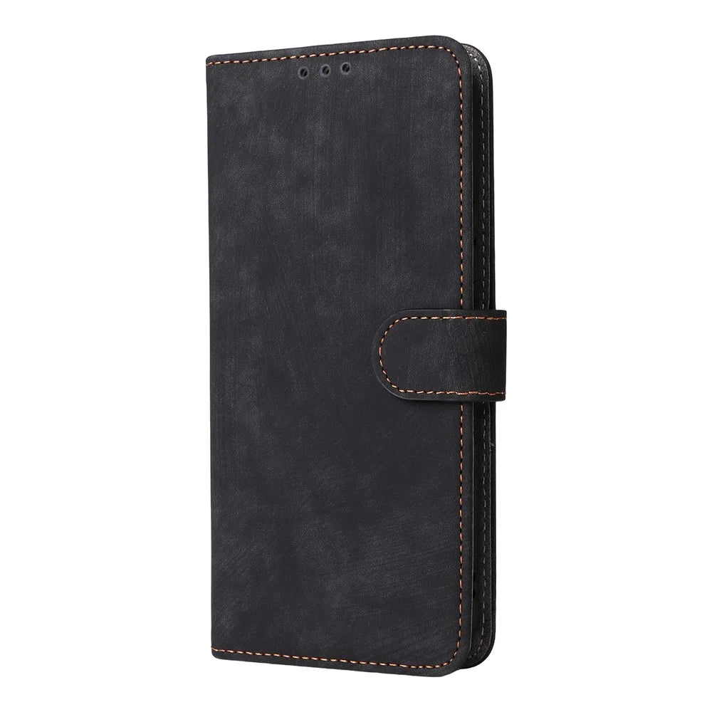 For Realme GT 7 5G Case Wallet RFID Blocking PU Leather Phone Cover Stand with Strap - Black - 7
