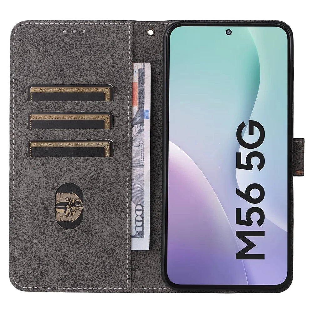 For Samsung Galaxy F56 5G / M56 5G Case Wallet RFID Blocking PU Leather Phone Cover Stand with Strap - Black - 2