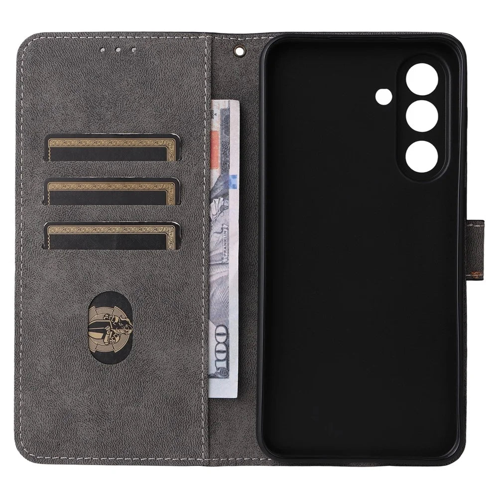 For Samsung Galaxy F56 5G / M56 5G Case Wallet RFID Blocking PU Leather Phone Cover Stand with Strap - Black - 3
