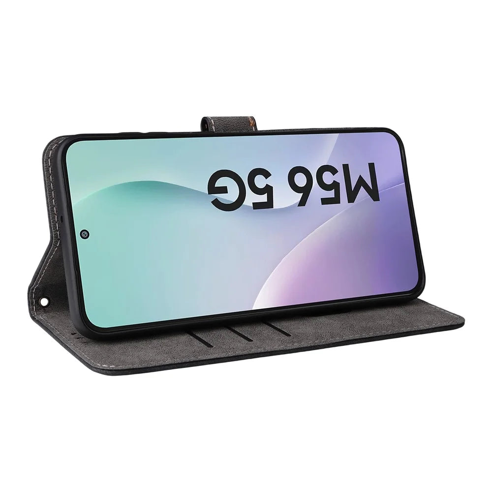 For Samsung Galaxy F56 5G / M56 5G Case Wallet RFID Blocking PU Leather Phone Cover Stand with Strap - Black - 4