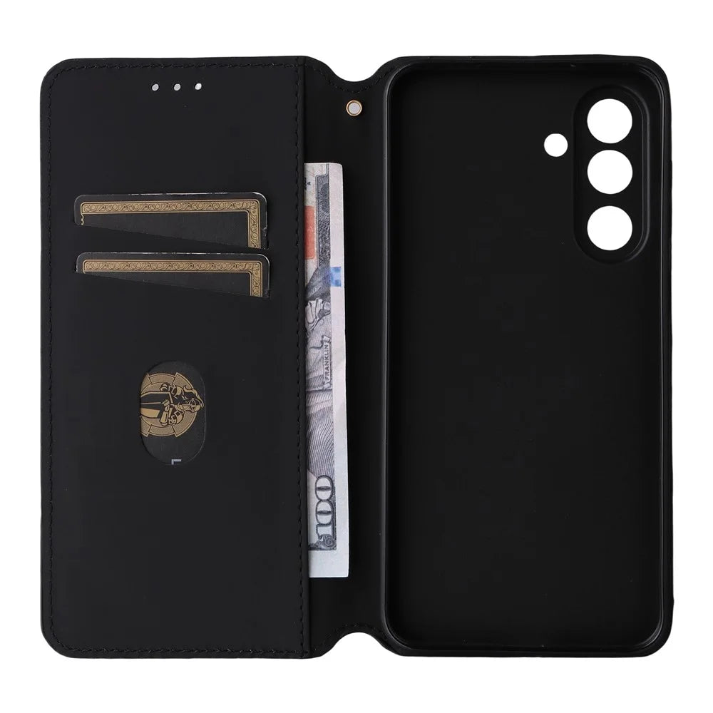 For Samsung Galaxy F56 5G / M56 5G Case Wallet Rhombus Imprinted Leather Phone Cover - Silver - 3