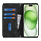 For iPhone 15 Plus  /  14 Plus Stand Case Magnetic Closure Skin Touch Leather Flip Phone Cover with Wallet - Black - 2