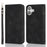 For iPhone 16 Stand Case Magnetic Closure Skin Touch Leather Flip Phone Cover with Wallet - Black - 1