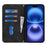 For iPhone 16 Stand Case Magnetic Closure Skin Touch Leather Flip Phone Cover with Wallet - Black - 2