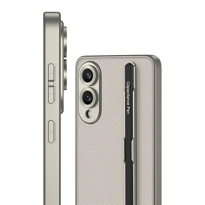 For Samsung Galaxy S25 Edge Case Skin-Touch PU Leather + PC Phone Cover with Stylus - Carbon Fiber Texture - 6