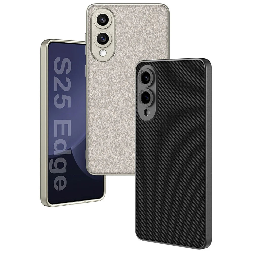 For Samsung Galaxy S25 Edge Case Metal Pain Skin-Touch PU Leather + PC Phone Cover - Dark Purple - 2