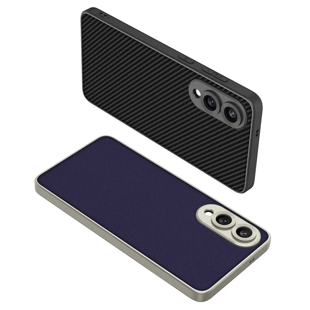 For Samsung Galaxy S25 Edge Case Metal Pain Skin-Touch PU Leather + PC Phone Cover - Dark Purple - 3