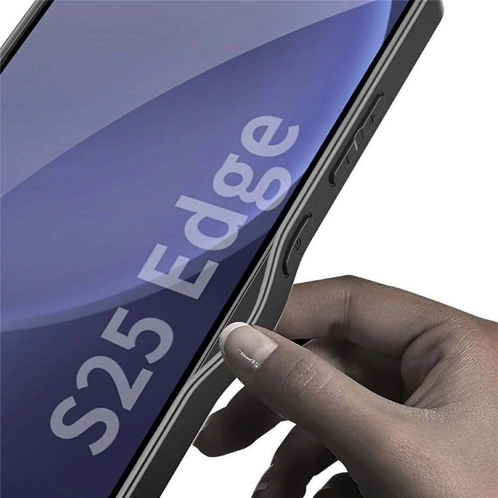 For Samsung Galaxy S25 Edge Case Metal Pain Skin-Touch PU Leather + PC Phone Cover - Dark Purple - 7