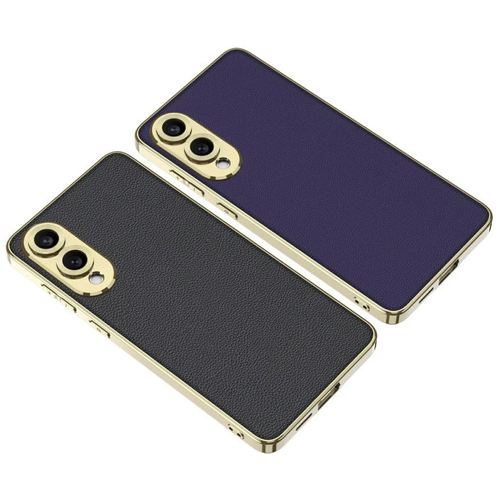 For Samsung Galaxy S25 Edge Case Skin-Touch PU Leather + PC Electroplated Phone Cover - Dark Purple - 5