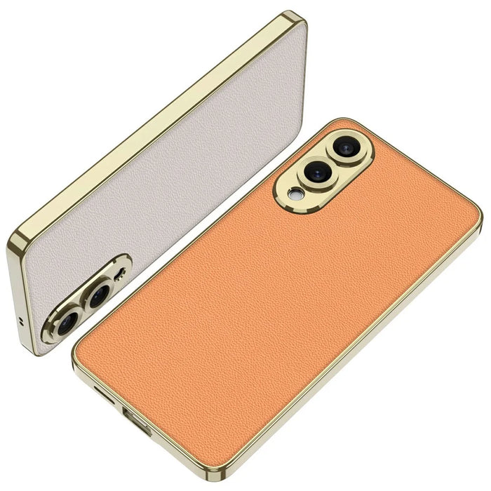 For Samsung Galaxy S25 Edge Case Skin-Touch PU Leather + PC Electroplated Phone Cover - Dark Purple - 6