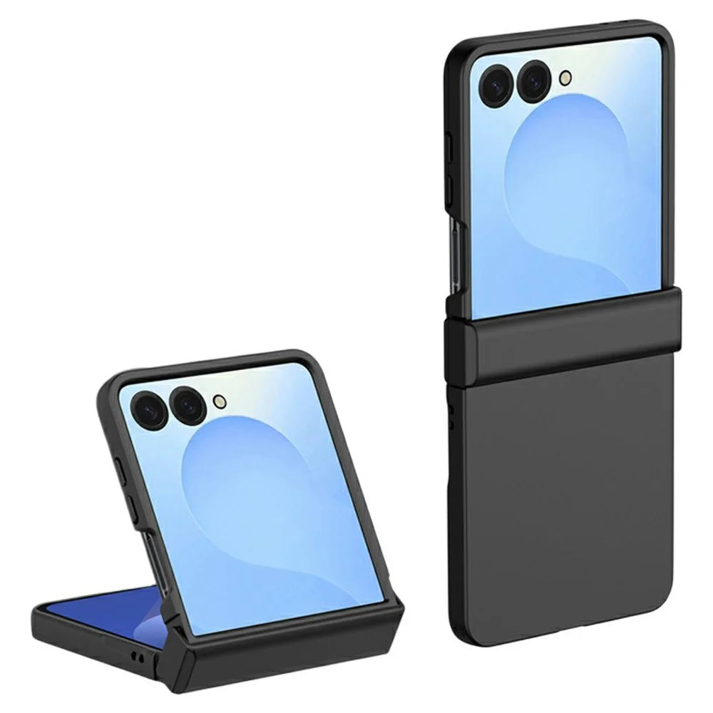For Samsung Galaxy Z Flip7 5G Case Hinge Protection Skin-Touch PC Phone Cover - Black - 1