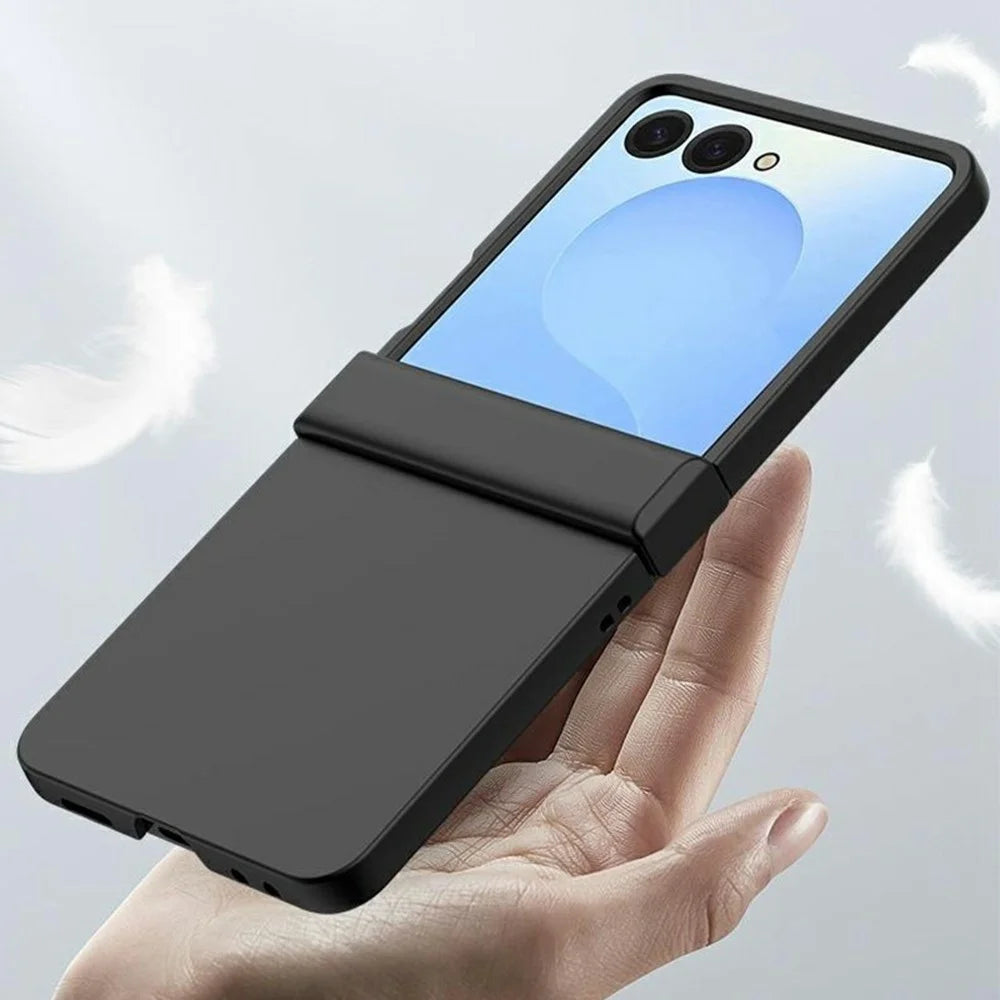 For Samsung Galaxy Z Flip7 5G Case Hinge Protection Skin-Touch PC Phone Cover - Black - 6