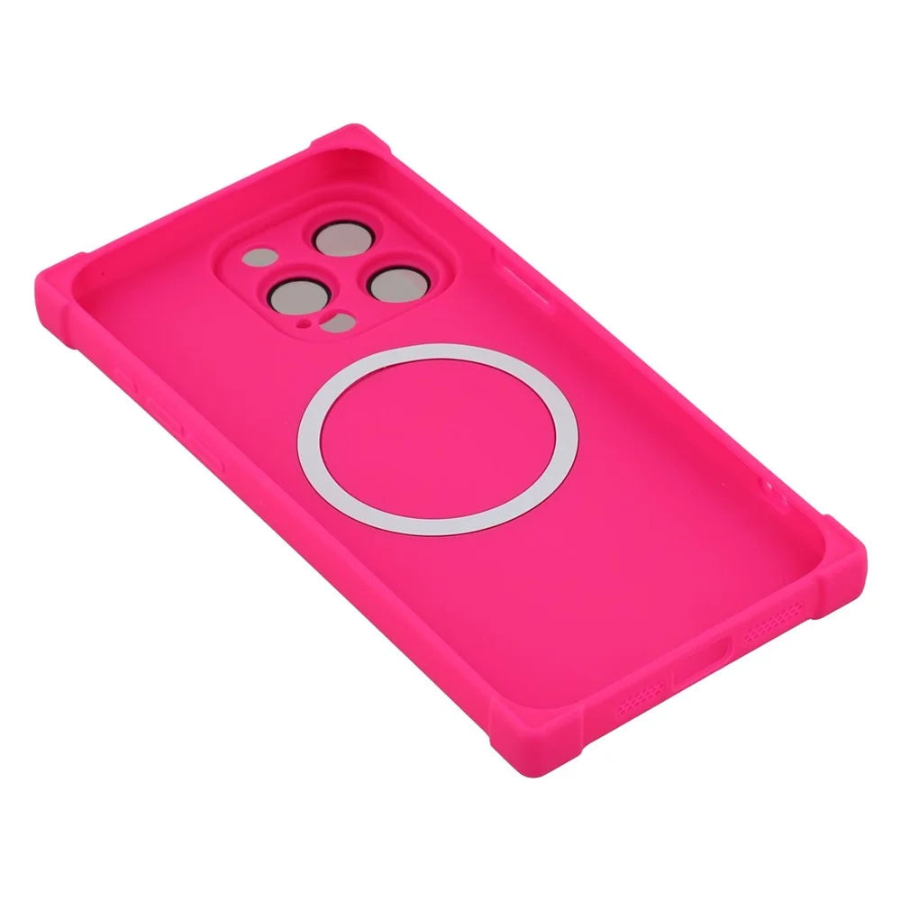 For iPhone 15 Pro Max Case Compatible with MagSafe Straight Edge TPU Phone Cover with Camera Lens Protector - Rose - 7