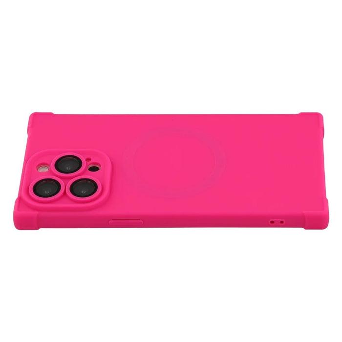 For iPhone 15 Pro Case Compatible with MagSafe Straight Edge TPU Phone Cover with Camera Lens Protector - Rose - 1
