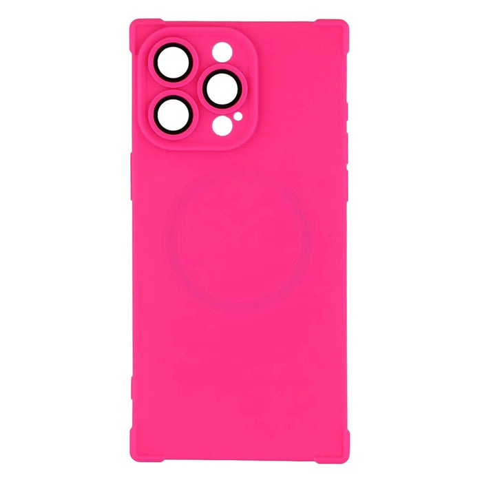 For iPhone 15 Pro Case Compatible with MagSafe Straight Edge TPU Phone Cover with Camera Lens Protector - Rose - 3