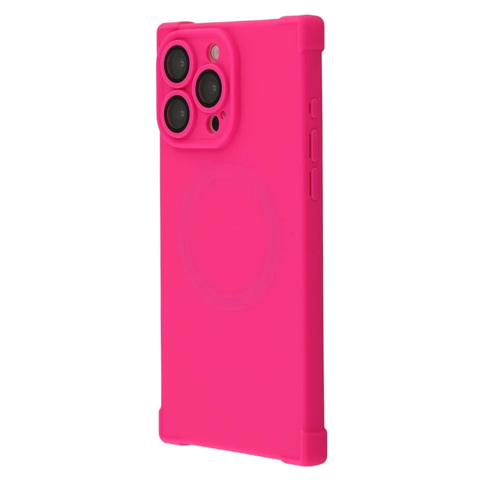 For iPhone 15 Pro Case Compatible with MagSafe Straight Edge TPU Phone Cover with Camera Lens Protector - Rose - 4