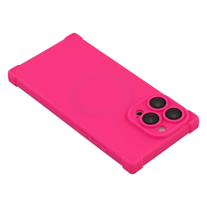 For iPhone 15 Pro Case Compatible with MagSafe Straight Edge TPU Phone Cover with Camera Lens Protector - Rose - 5