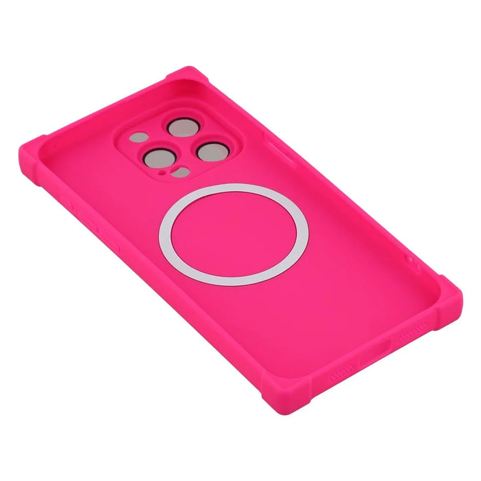 For iPhone 15 Pro Case Compatible with MagSafe Straight Edge TPU Phone Cover with Camera Lens Protector - Rose - 7