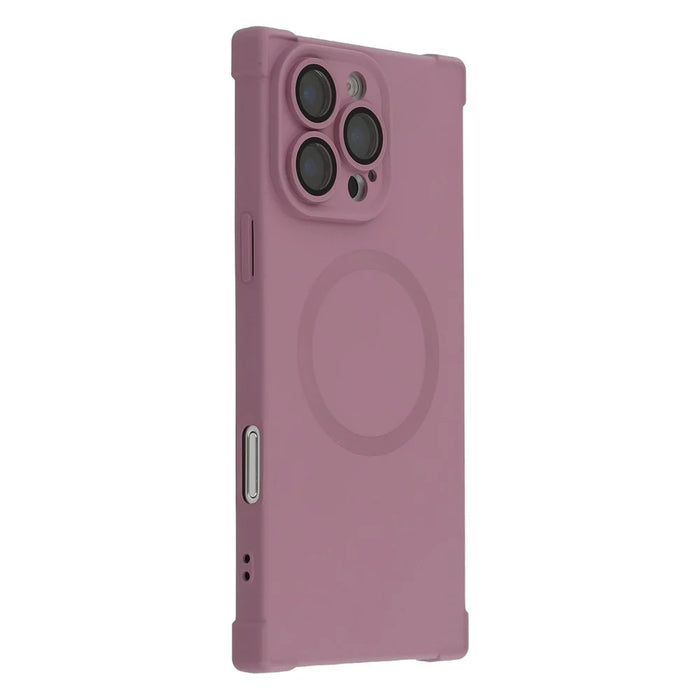 For iPhone 16 Pro Max Case Compatible with MagSafe Straight Edge TPU Phone Cover with Camera Lens Protector - Plum - 1