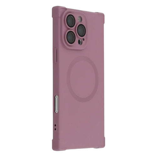 For iPhone 16 Pro Case Compatible with MagSafe Straight Edge TPU Phone Cover with Camera Lens Protector - Plum - 1