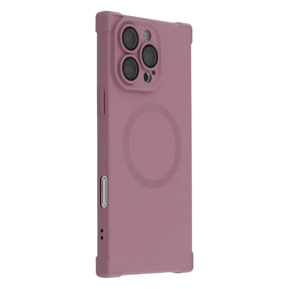 For iPhone 16 Pro Case Compatible with MagSafe Straight Edge TPU Phone Cover with Camera Lens Protector - Plum - 1