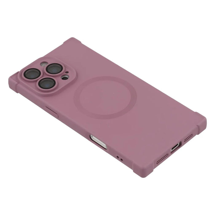 For iPhone 16 Pro Case Compatible with MagSafe Straight Edge TPU Phone Cover with Camera Lens Protector - Plum - 5