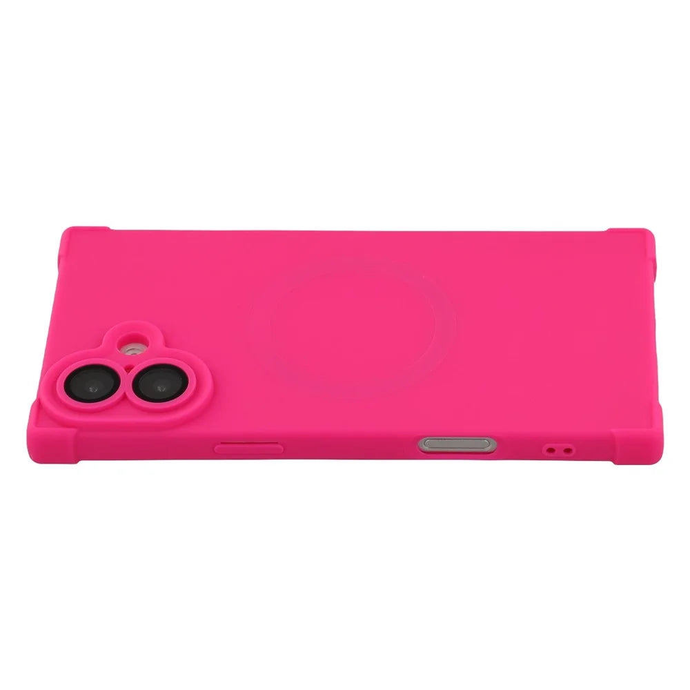 For iPhone 16 Case Compatible with MagSafe Straight Edge TPU Phone Cover with Camera Lens Protector - Rose - 1