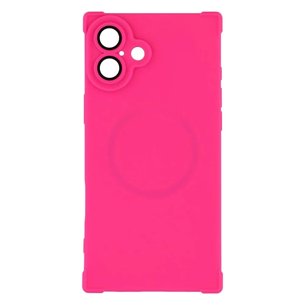 For iPhone 16 Case Compatible with MagSafe Straight Edge TPU Phone Cover with Camera Lens Protector - Rose - 3