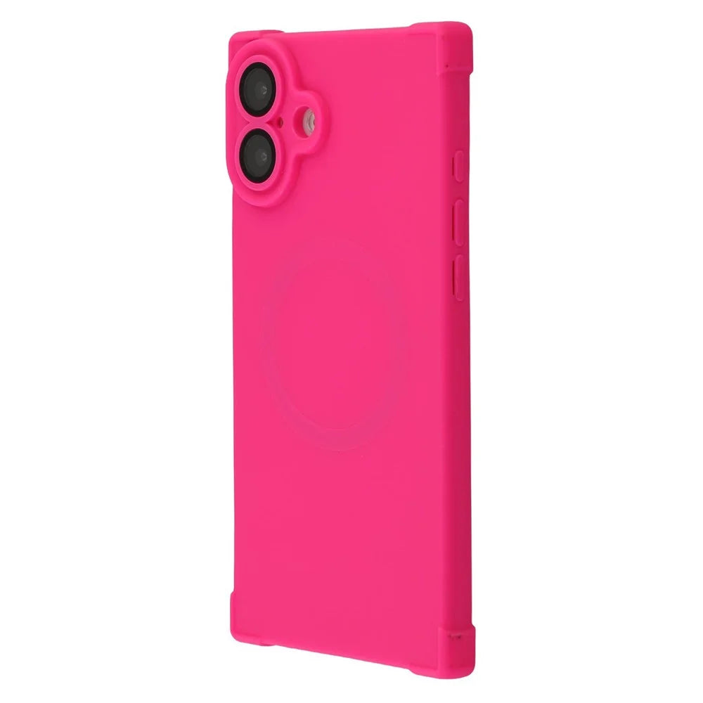 For iPhone 16 Case Compatible with MagSafe Straight Edge TPU Phone Cover with Camera Lens Protector - Rose - 4