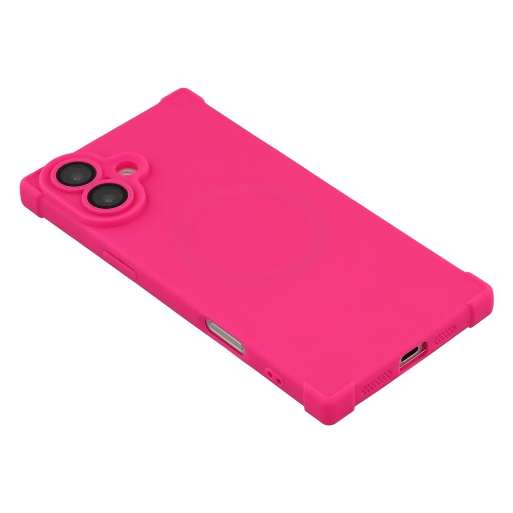 For iPhone 16 Case Compatible with MagSafe Straight Edge TPU Phone Cover with Camera Lens Protector - Rose - 6