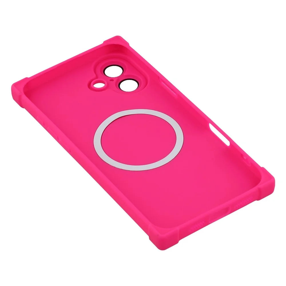 For iPhone 16 Case Compatible with MagSafe Straight Edge TPU Phone Cover with Camera Lens Protector - Rose - 7