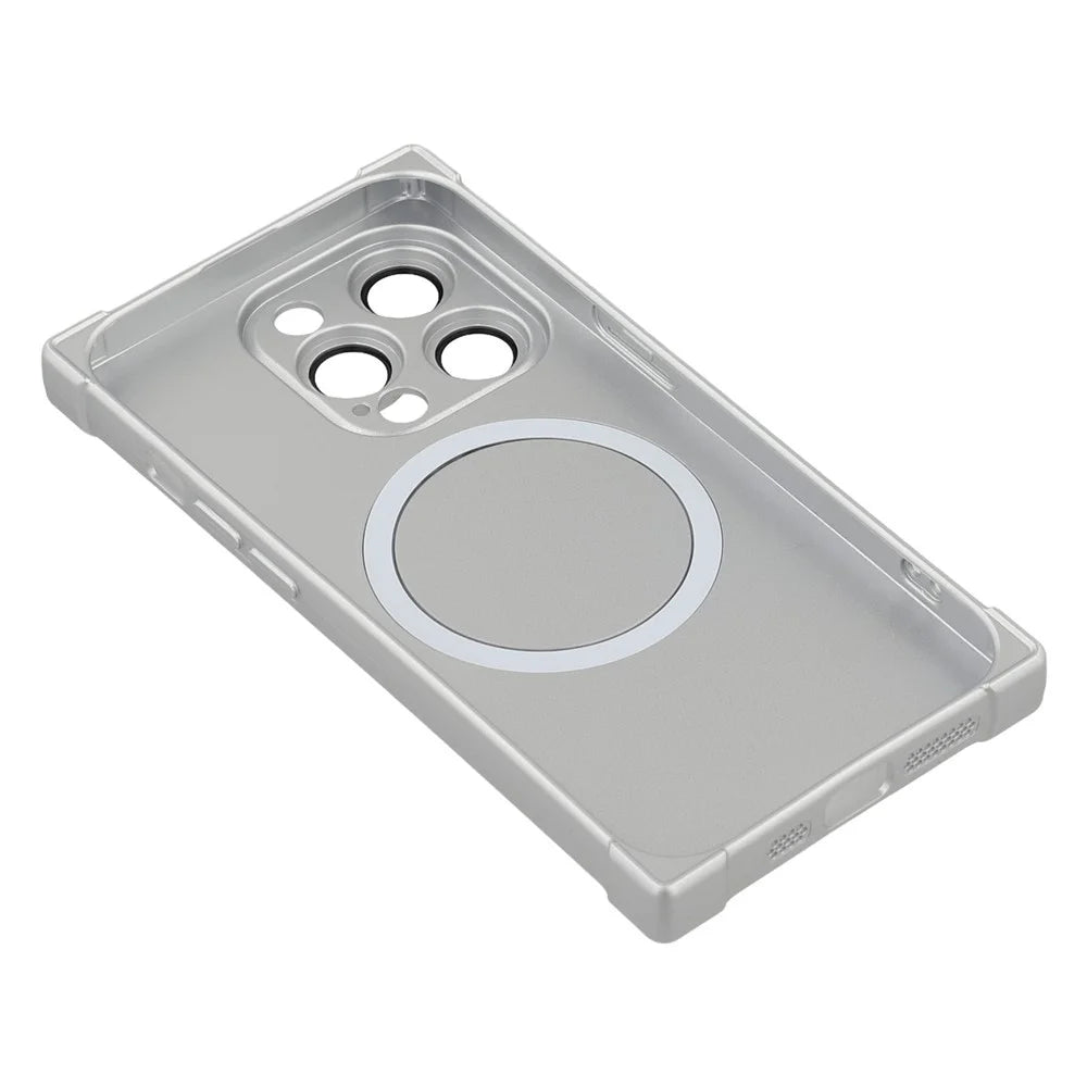 For iPhone 14 Pro Case Compatible with MagSafe Straight Edge TPU Phone Cover with Camera Lens Protector - Silver - 7