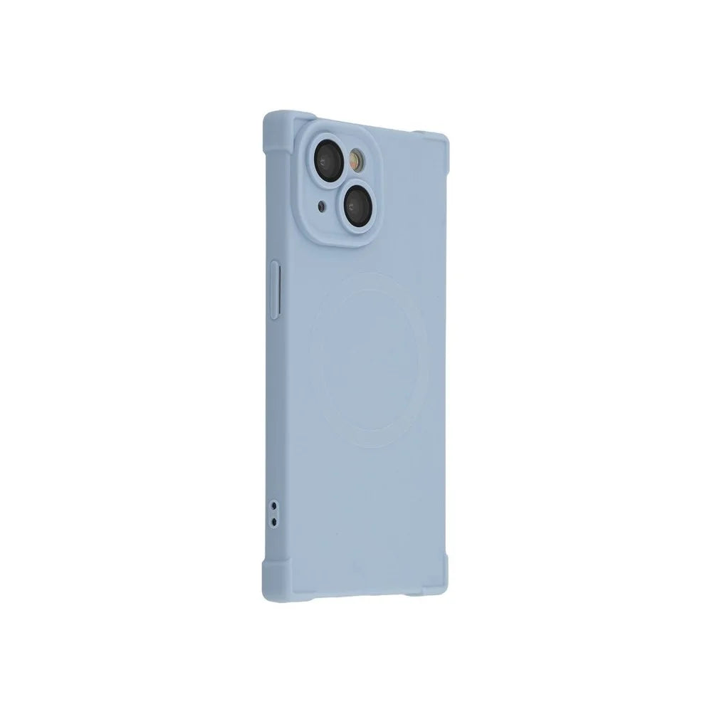 For iPhone 13 Case Compatible with MagSafe Straight Edge TPU Phone Cover with Camera Lens Protector - Blue - 1