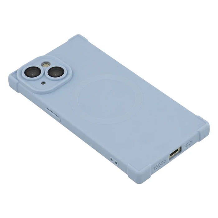 For iPhone 13 Case Compatible with MagSafe Straight Edge TPU Phone Cover with Camera Lens Protector - Blue - 6