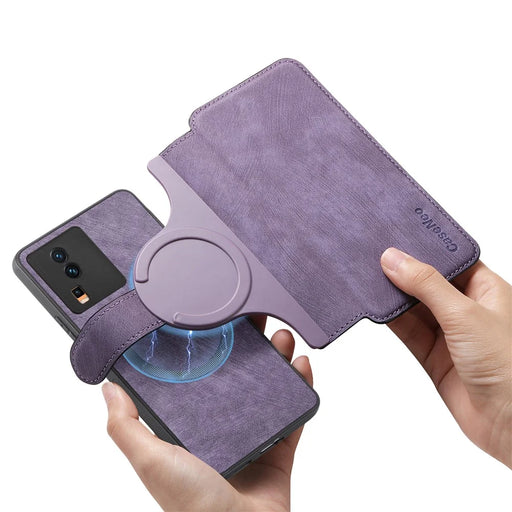 CASENEO For vivo iQOO Neo7 5G Magnetic Case  Detachable Leather Phone Wallet Cover - Purple - 2