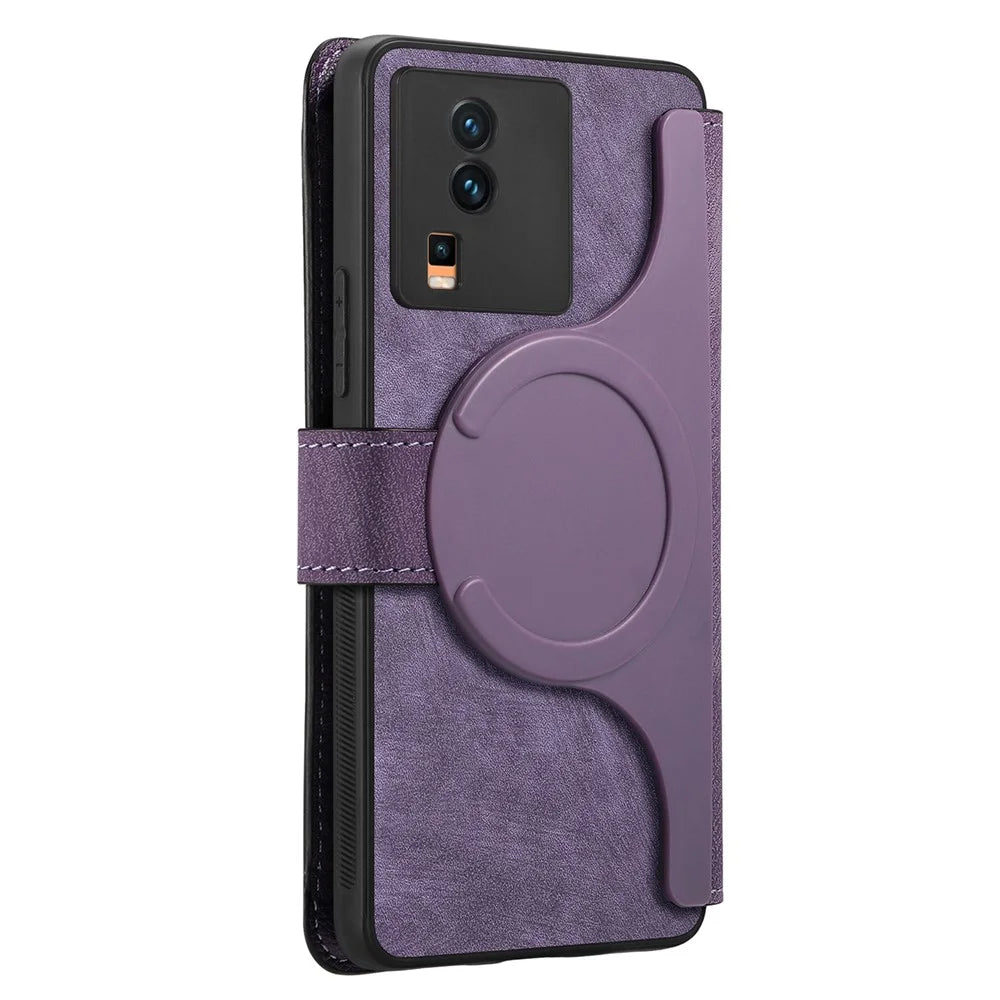 CASENEO For vivo iQOO Neo7 5G Magnetic Case  Detachable Leather Phone Wallet Cover - Purple - 7