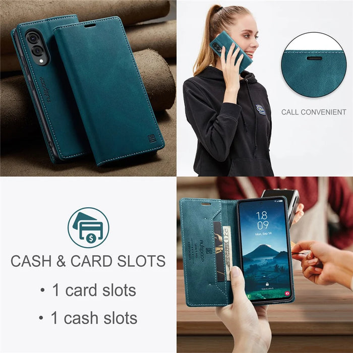 AUTSPACE For Samsung Galaxy S25 Edge Wallet Case  A01 Leather Stand Cover with RFID Blocking Card Holder - Blue - 7