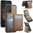 JEEHOOD For Samsung Galaxy A24 4G (162.1 x 77.6 x 8.3mm) Leather Back Cover Magnetic Case  J06 Phone Case with Card Bag RFID Blocking - Brown - 1