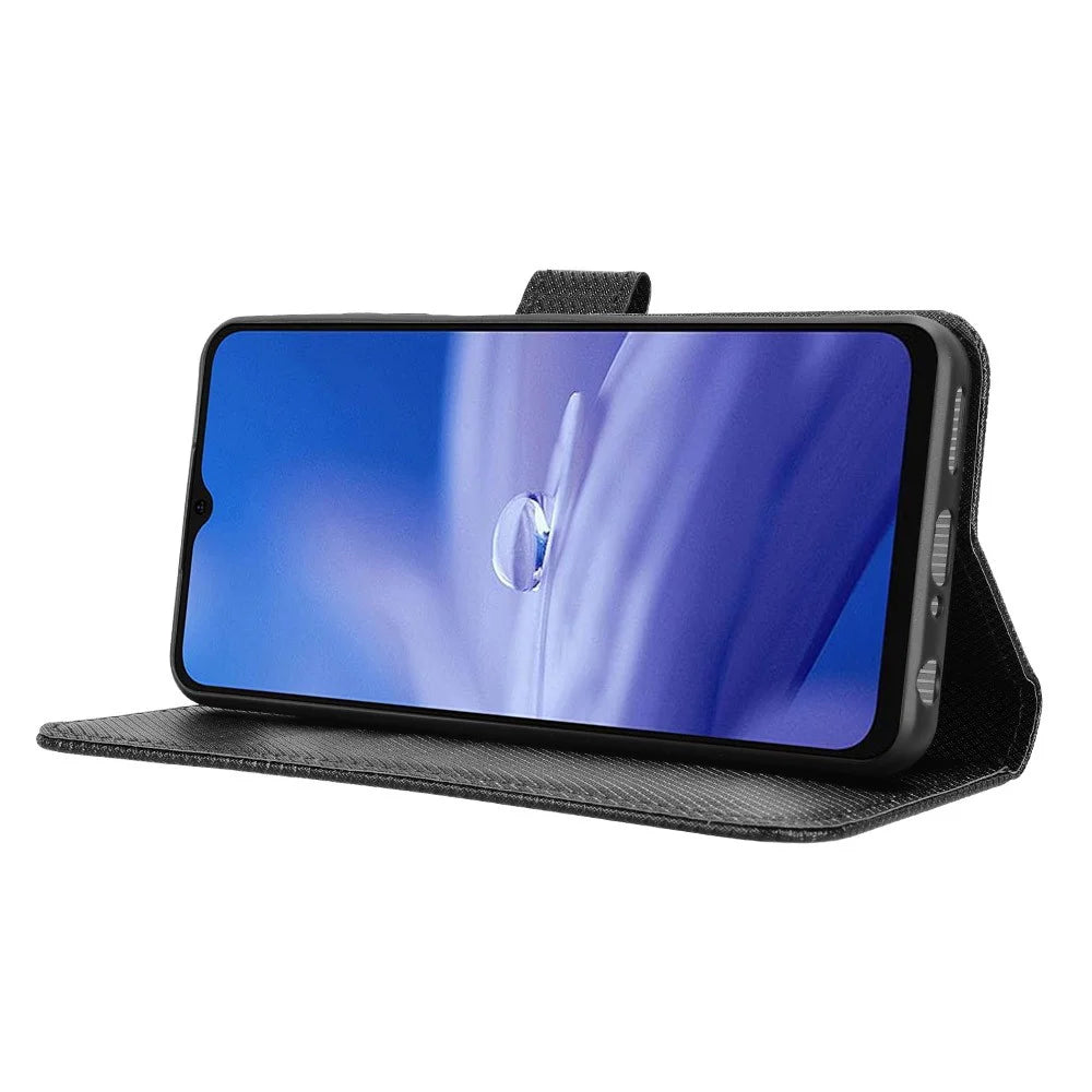 For Ulefone Note 19 Leather Wallet Case with Strap Diamond Texture Phone Cover - Black - 7