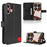 For Nothing CMF Phone 2 Pro Leather Wallet Case with Strap Diamond Texture Phone Cover - Black - 1