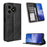 For Ulefone Note 19 Leather Case Wallet Stand Retro Texture Phone Cover - Black - 1