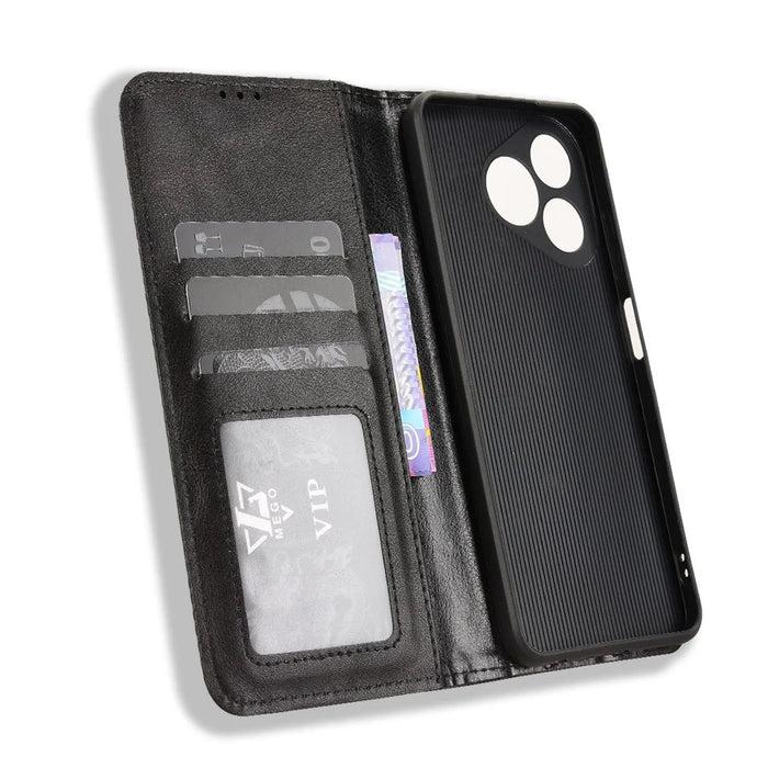 For Ulefone Note 19 Leather Case Wallet Stand Retro Texture Phone Cover - Black - 5