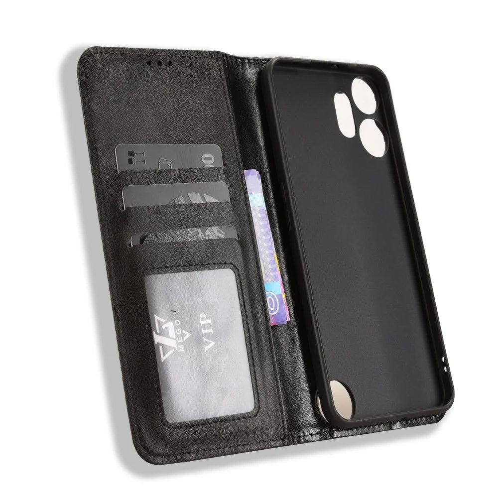 For Nothing CMF Phone 2 Pro Leather Case Wallet Stand Retro Texture Phone Cover - Black - 5